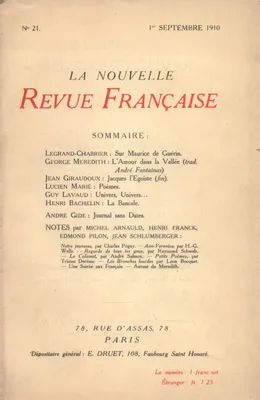La Nouvelle Revue Française N' 21 (Septembre 1910)