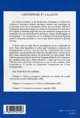 L'Entreprise et l'illicite, TRAVAUX DU CERJDA - VOLUME 2