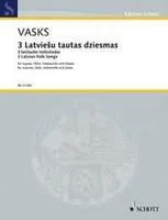 3 Latviešu tautas dziesmas, (3 Latvian Folk Songs). soprano, flute, cello and piano. soprano. Partition et parties.