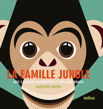 Mibo, La famille jungle, AVEC 5 ANIMAUX EN PAPERTOYS ET UNE SCENE GEANTE