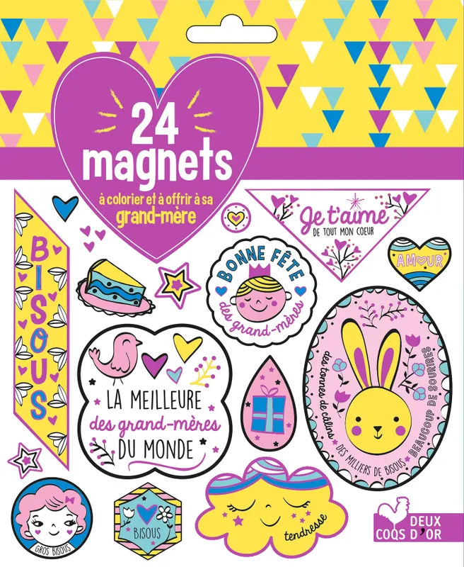 24 magnets à colorier et à offrir à sa grand mère Solenne & Thomas