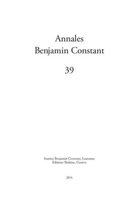 39, Annales Benjamin Constant 39 - 2014