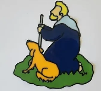 Vitrophanie de Noël - Le berger avec son chien
