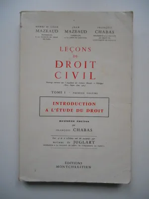 Leçons de droit civil, 1, Introduction à l'étude du droit, Lecons droit civil t.1-1e vol.