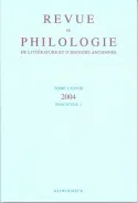 Revue de philologie, de littérature et d'histoire anciennes volume 78, Fascicule 1