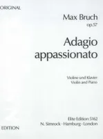 Adagio appassionato, op. 57. violin and orchestra. Réduction pour piano avec partie soliste.