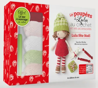 Coffret Poupée de Lulu au crochet et ses accessoires : Lulu fête Noël