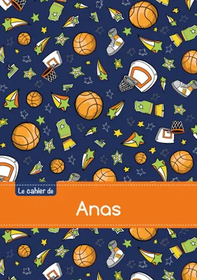 Le cahier d'Anas - Petits carreaux, 96p, A5 - Basketball