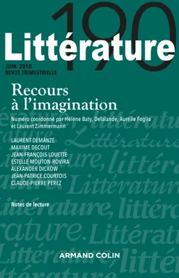 Littérature n° 190 (2/2018) Recours à l'imagination, Recours à l'imagination