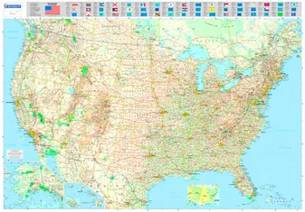 Carte routière et touristique USA (Routière - plastifié - sous gaine)