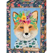 Puzzle 1000 Pcs - Friendly Fox Floral Friends