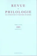 Revue de philologie, de littérature et d'histoire anciennes volume 77, Fascicule 2