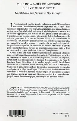 Moulins à papier de Bretagne du XVIe au XIX siècle, Les papetiers et leurs filigranes en pays de fougères