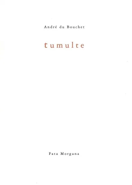 Livres Littérature et Essais littéraires Poésie Tumulte André Du Bouchet