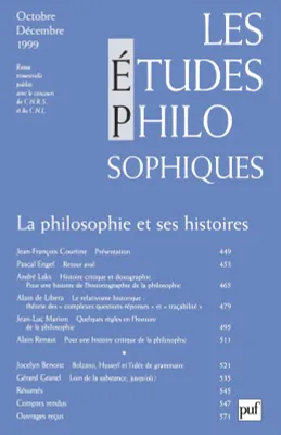 études philosophiques 1999, n° 4, La philosophie et ses histoires