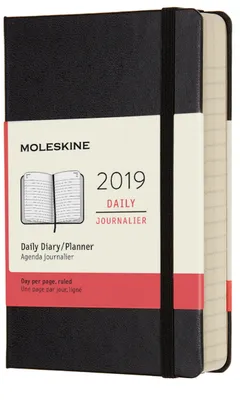 Agenda 2019 Journalier Poche Noir Rigide