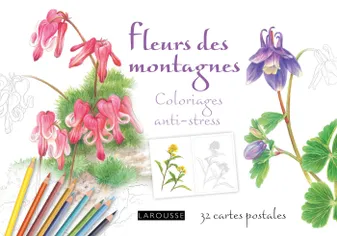 cartes postales Fleurs de montagne coloriages anti-stess