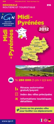 Carte régionale [à] 1:250 000, R16, Midi-Pyrénées 2012