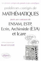 Mathématiques ENSAM, ESTP, Ecrin, Archimède (E3A) et Icare - MP-PC