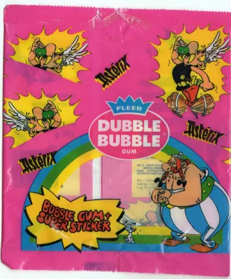 Astérix - Fleer - Dubble Bubble Gum - Sticker - sachet d'emballage vide - rose