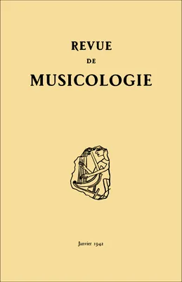 Revue de musicologie tome 24/1 (1942)