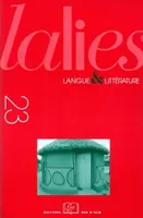 Lalies, n°23/2003, Langue et littérature