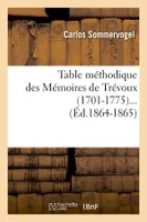 Table méthodique des Mémoires de Trévoux (1701-1775) (Éd.1864-1865)