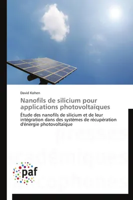 Nanofils de silicium pour applications photovoltaïques