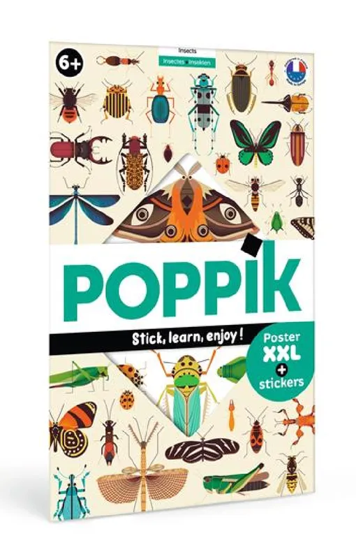 Livres Jeunesse Loisirs et activités Poppik Les insectes, 1 poster + 44 stickers repositionnables Poppik