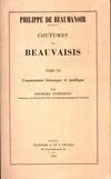 Coutumes de Beauvaisis. Tome III : Commentaire historique et juridique, par G. HUBRECHT., Volume 3, Commentaire historique et juridique