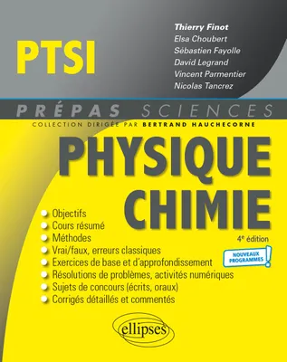 Physique, chimie PTSI, Nouveaux programmes