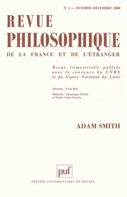 Revue philosophique 2000 - tome 125 - n° 4, Adam Smith