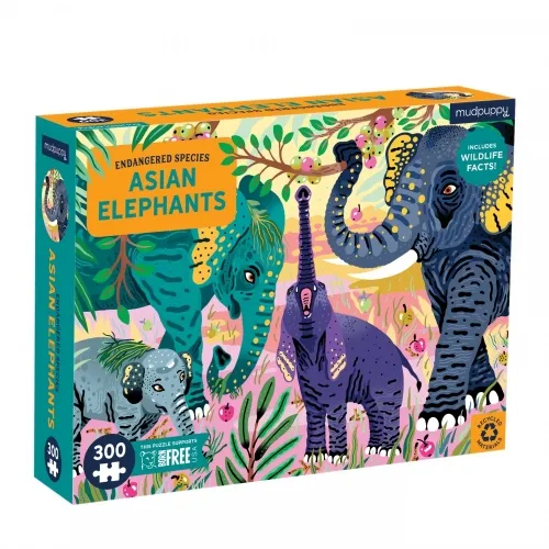 Puzzle 300 pièces éléphants d'Asie Puzzles