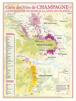 Carte des Vins de Champagne, La Montagne de Reims & La Côte des Blancs (30x40 cm)