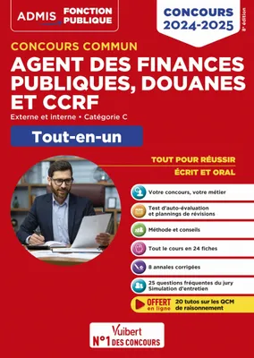 Concours commun Agent des finances publiques, douanes et CCRF 2024-2025 - Catégorie C - Tout-en-un, Externe et interne - 20 tutos offerts