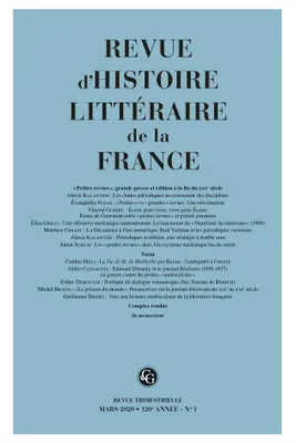Revue d'Histoire littéraire de la France, « Petites revues », grande presse et édition à la fin du XIXe siècle