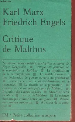 Critique de Malthus - Petite collection maspero n°210.