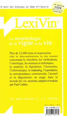 LexiVin, la terminologie de la vigne et du vin, Lexivino : Dictionnaire Français-Espagnol / Espanol-francés