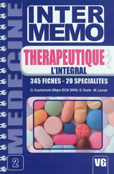 Livres Santé et Médecine Médecine Généralités INTER MEMO THERAPEUTIQUE L'INTEGRAL G. KUCHCINSKI