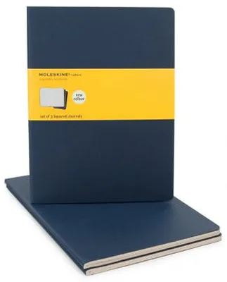 Set 3 cahiers quadrillés - Très grand format - Couverture bleue marine