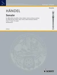 Sonata No. 2 F Major, op. 2/4. HWV 389. treble recorder (flute, oboe, violin), violin and basso continuo; cello (viola da gamba) ad libitum.