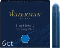 Waterman cartouches d’encre pour stylo plume | format standard international « petit » | couleur Bleu Sérénité | boîte de 6