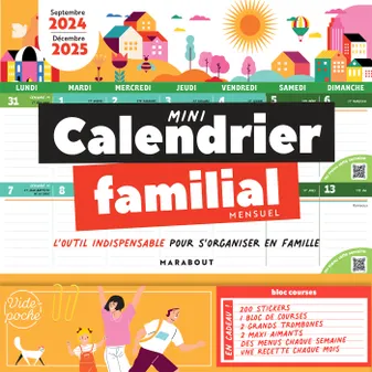 Mini calendrier familial mensuel 2024-2025, Septembre 2024-Décembre 2025