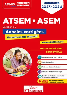 Concours ATSEM et ASEM - Catégorie C - Annales corrigées, Agent (territorial) spécialisé des écoles maternelles - 2023-2024