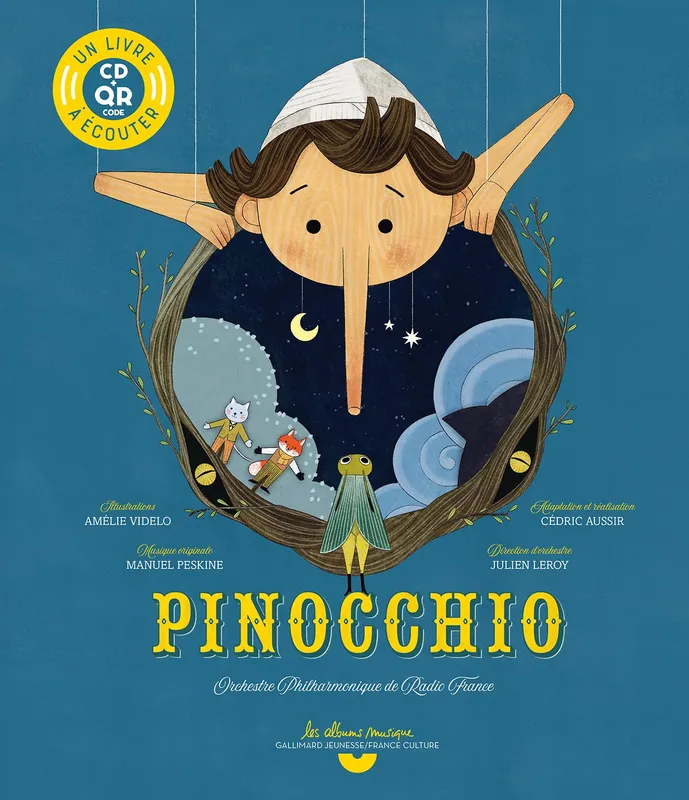 Livres Jeunesse de 3 à 6 ans Recueils, contes et histoires lues Pinocchio, Livre-CD avec QR code Carlo Collodi