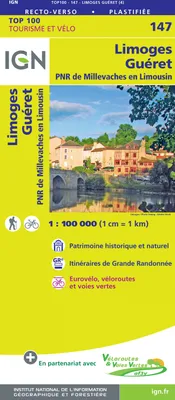 Top 100, 147, Top100147 Limoges / Gueret  1/100.000