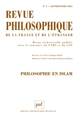 Revue philosophique 2024, t. 149(1), Philosophie en Islam.