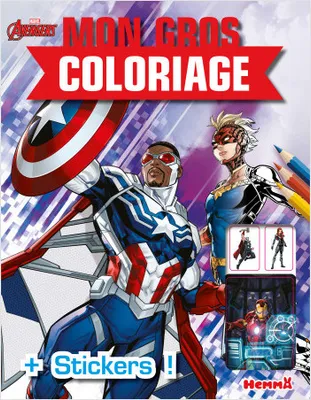 Marvel Avengers - Mon gros coloriage + stickers ! (Falcon et Captain Marvel)