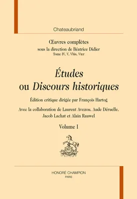228, Œuvres complètes : Études ou Discours historiques 2 VOLS, Tomes IV, V, Vbis, Vter