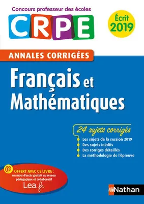 Annales CRPE Fran√ßais et math√©matiques - Ecrit 2019